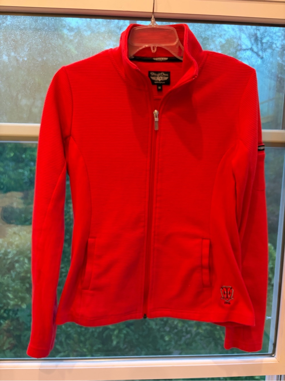 Straight Down Red Full Zip Mock Neck Athletic Jacket Track Top Women's Medium M